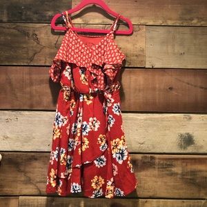 Girls Art Class Floral Cold Shoulder Dress
